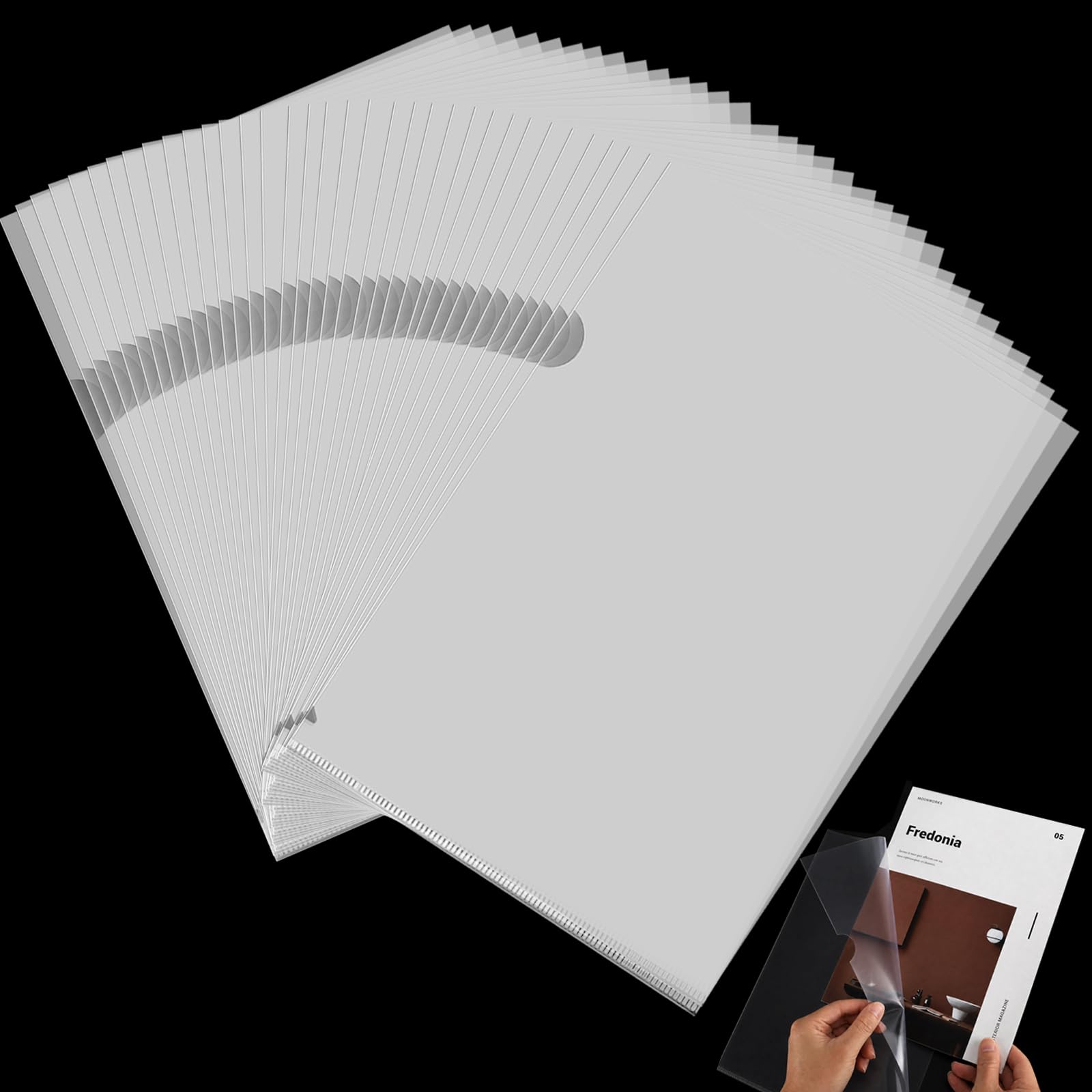 35 A4 Plastic Sleeves,Cut Flush Open Top and Side,L Shape,for Office,School