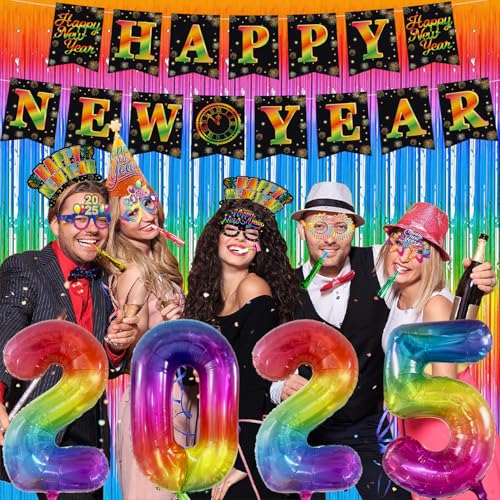 image for LECONCES 2025 Decorations Kit Rainbow New Years Eve Party Supplies, 20