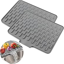 Foydream Dish Drying Mat, Silicone Dish Drainer 40 x 32.5 cm Heat Resistant Dish Drying Mat for Sink and Countertop