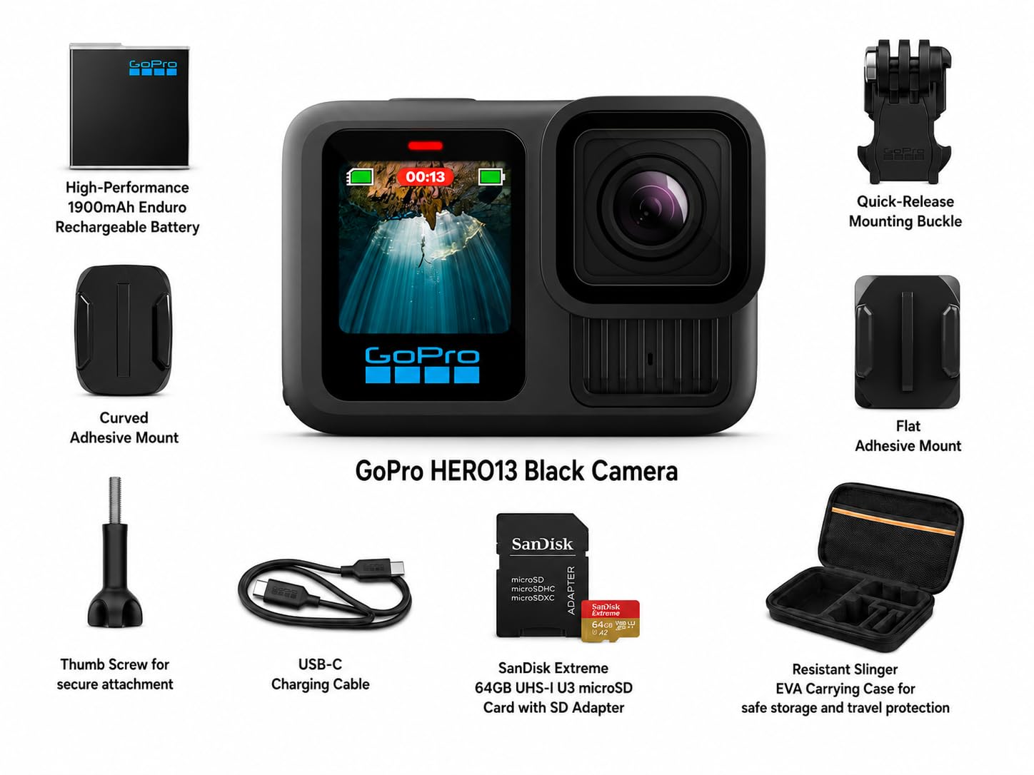 Amazon.com: GoPro HERO13 Black Waterproof Action Camera with