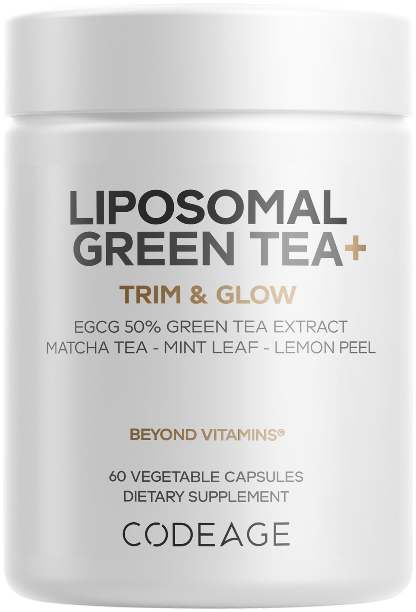 Codeage Liposomal Green Tea+, EGCG, Matcha, Peppermint, Lemon, 60 Capsules