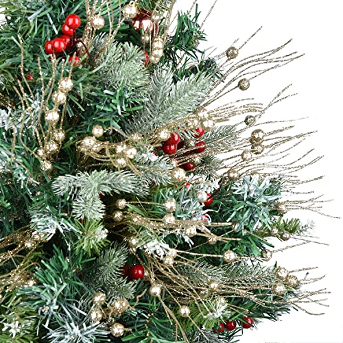 Lvydec 22Pcs Christmas Glitter Berries Stems, 17" Artificial Christmas Picks For Christmas Tree Ornaments, Diy Xmas Wreath, Crafts, Holiday And Home Decor (Champagne) #TOP4