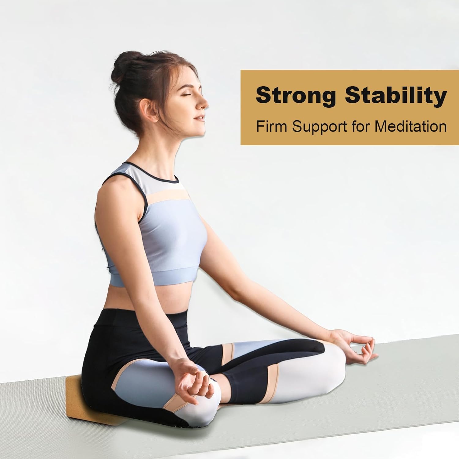 Paquete de 4 bloques de yoga de corcho, bloques de yoga antideslizantes y de alta densidad, ladrillo de madera natural para ejercicio, pilates, estiramiento, equilibrio, gimnasio, entrenamiento en