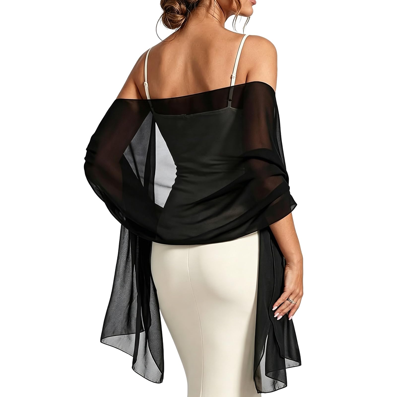 Châles Foulard Femme Élégant et Léger Etole Mariage Mousseline Protection Solaire et Respirant Women's Sheer Scarf Stole Convient pour les Banquets de Mariage et le Quotidien