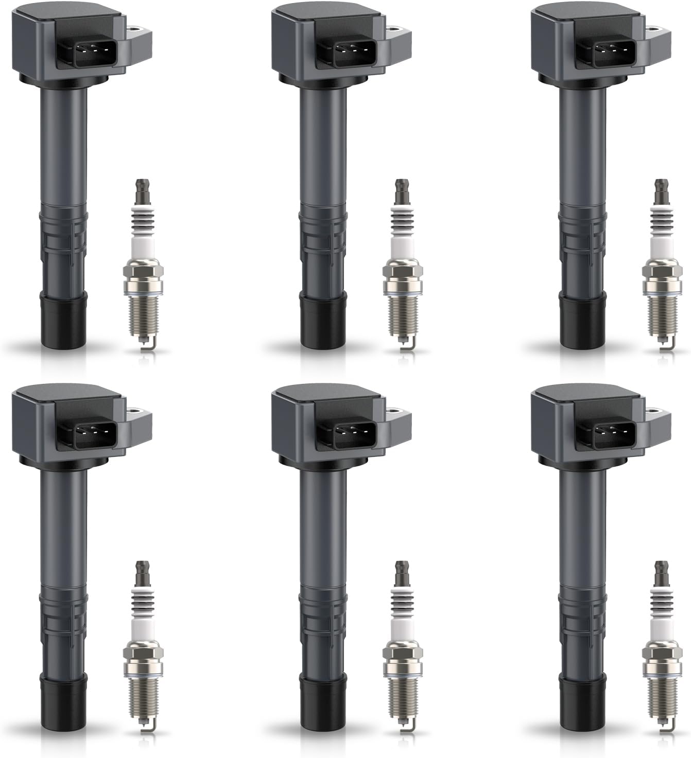 Set of 6 Ignition Coil Pack and Platinum Spark Plugs Compatible with Honda Pilot Ridgeline Acura MDX Saturn Vue 3.5L V6 2001 2002 2003 2004 2005 2006 2007 2008 Replaces UF413 UF435 UF400 4503