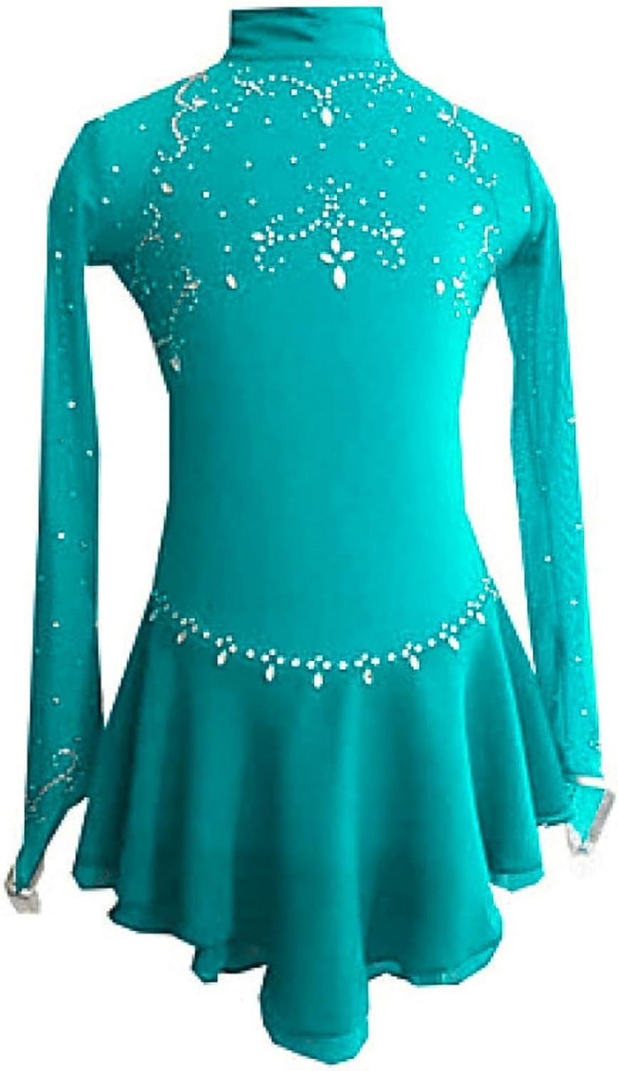 Figure Skating Dress Long Sleeve Girls Women Spandex Training Wear High Elasticity Performing Costumes