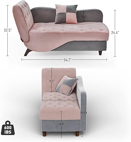Miniatura 2 de OUYESSIR Tumbona tapizada para interiores, sofá reclinable ajustable con almacenamiento y 1 almohada, sillón de terciopelo para sala de estar,