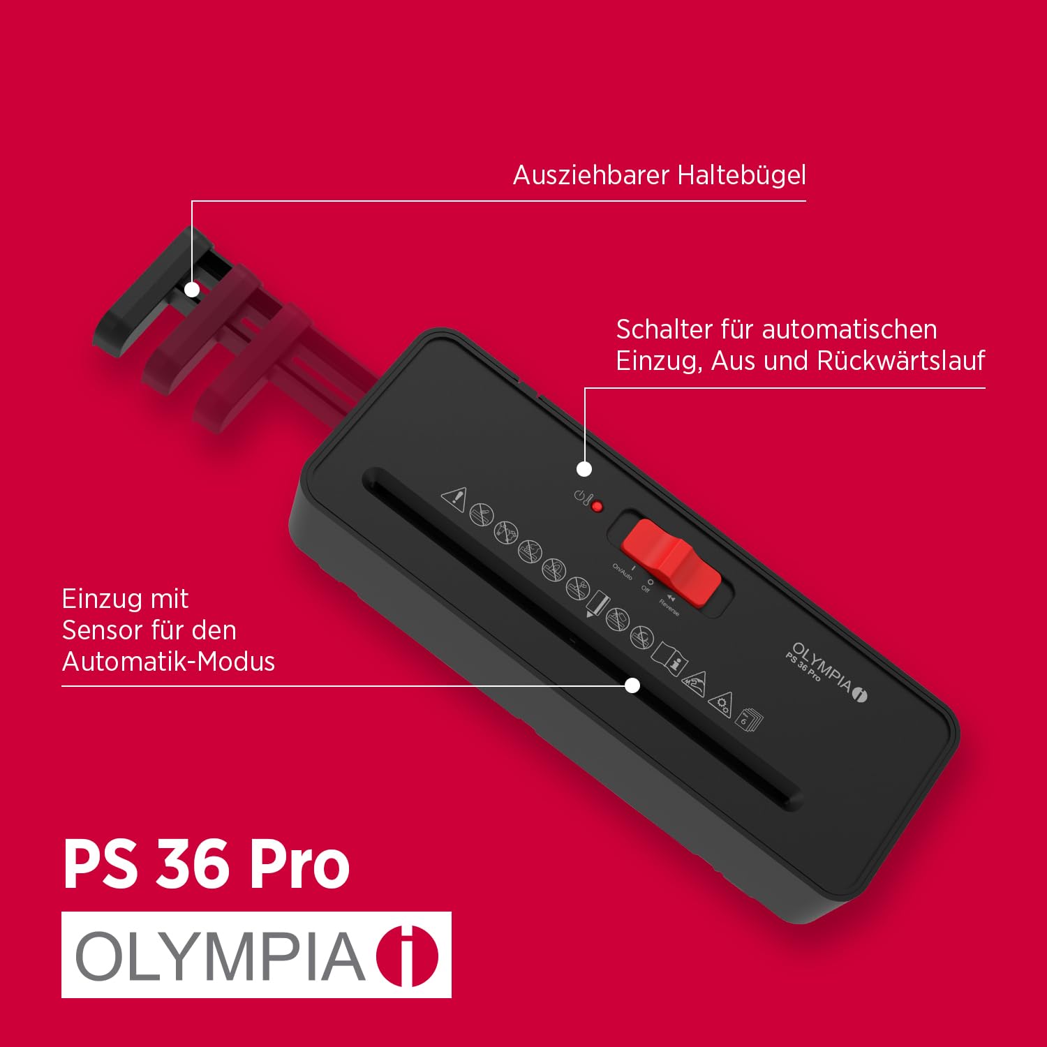 OLYMPIA PS 36 Pro Aktenvernichter | Papierschredder mit Streifenschnitt 6 mm | Schredder Aktenvernichter für Zuhause | Shredder Papier 6-Blatt | Paper Shredder | Mit universalem Aufsatz