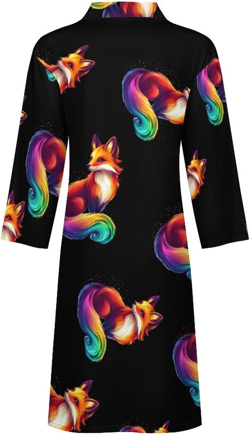 Colorful Fox Mens Bath Robe Lightweight Bathrobe Knee Length Spa Sleepwear