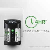 Vista 7 de Energizer CH1HRWB-4 - Cargador de pilas AA/AAA con 4 pilas AA NiMH recargables (carga pilas AA o AAA en 1 hora o menos)