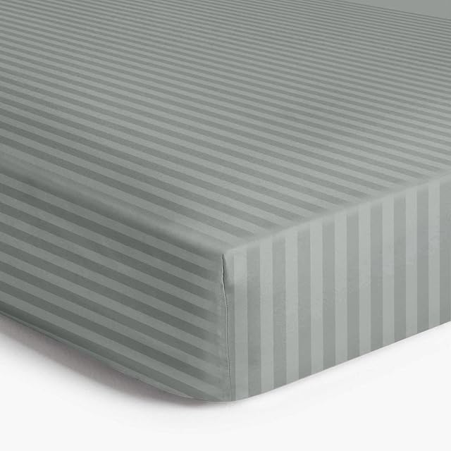 Fitted Sheet Super king 25cm Soft Brushed Microfiber with Satin Stripes Fade Resistant Easy Care Breathable Bed Sheets (Dark Grey/ Charcoal, Super King)