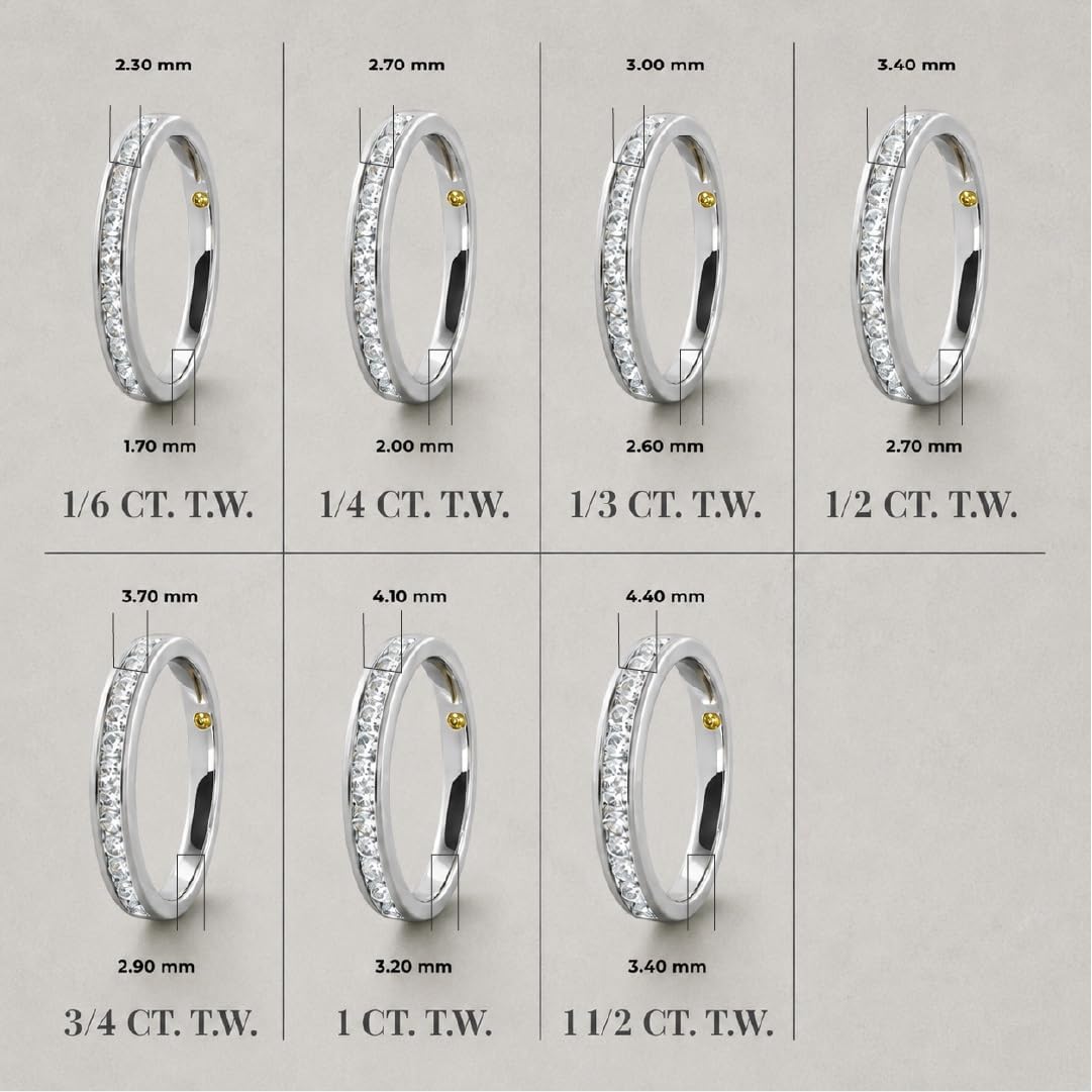 La Joya Lab Grown Diamond Wedding Rings for Women | 10K Yellow, White and Rose Gold Certified 1/6-1 1/2 Carat Channel Set Diamond Anniversary Bands and Wedding Bands for Her