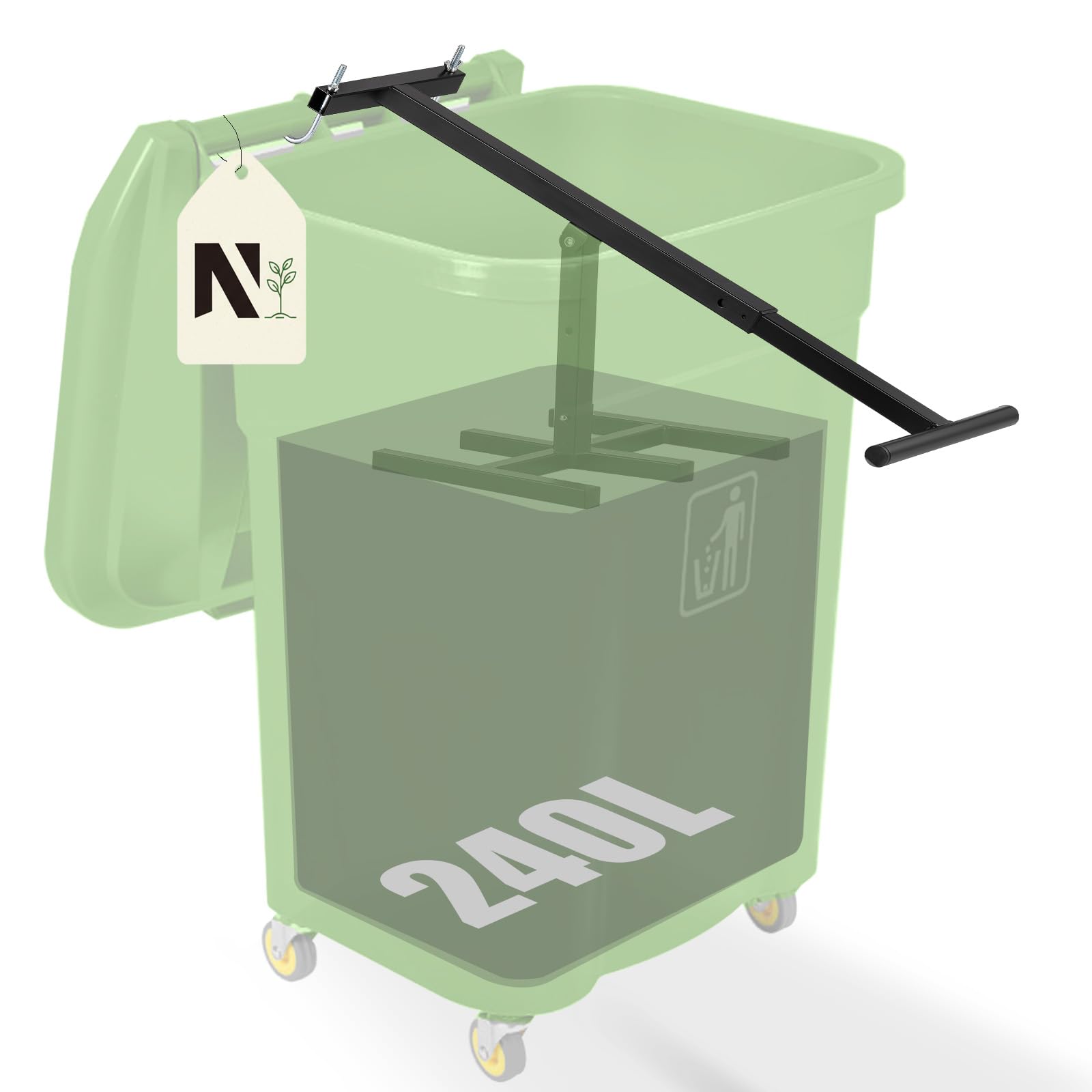 NEWTRY Manuelle Müllpresse, Müllverdichter für 120L-240L Mülltonne, Komprimiert Haushalts-, Küchen- und Gartenabfälle, Schwarz