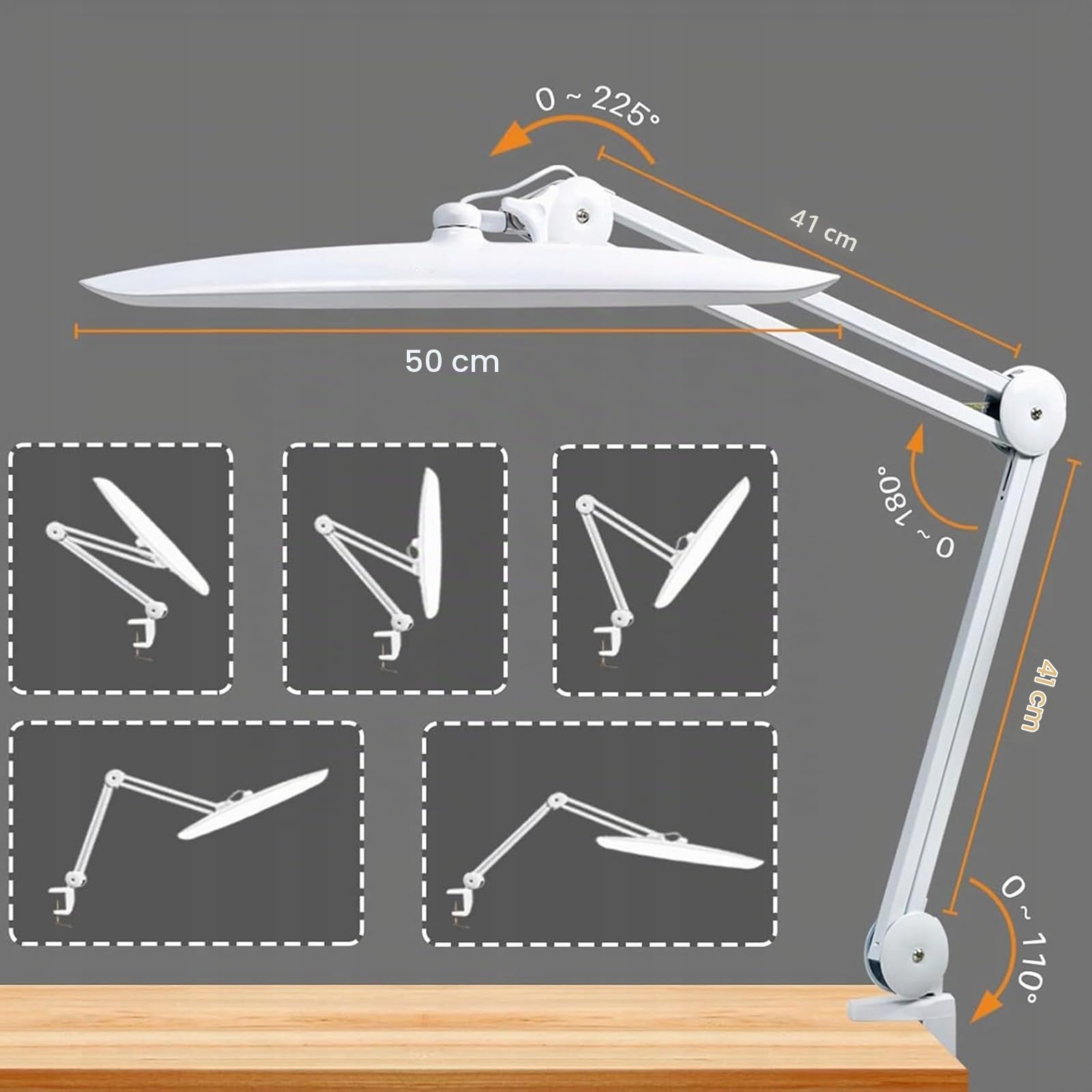 Lámpara De Escritorio De Belleza Con Pinza, Lámpara De Mesa Regulable Para Salones De Manicura, Lámpara De Lectura LED Con Brazo Ajustable, Para Arquitectos Hogar Oficina Banco De Trabajo Manualidades