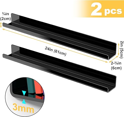 Miniatura 50 de NiHome Paquete de 2 estantes magnéticos de acrílico de 17 pulgadas para pizarra blanca, pantalla de imágenes grandes, elegantes estantes para Negro