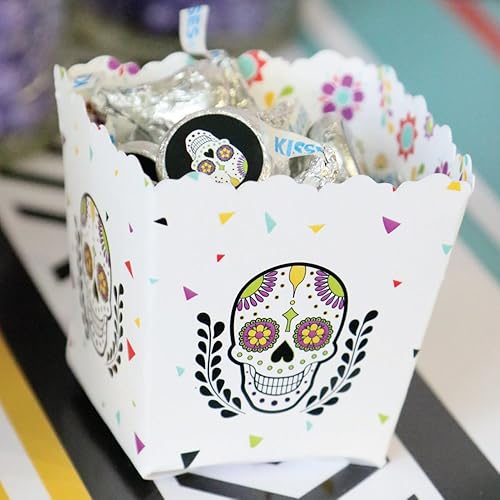 Miniatura 6 de Big Dot of Happiness Day of the Dead - Mini cajas de regalo para fiesta, cajas de dulces de calavera de azúcar para Halloween, juego de 12