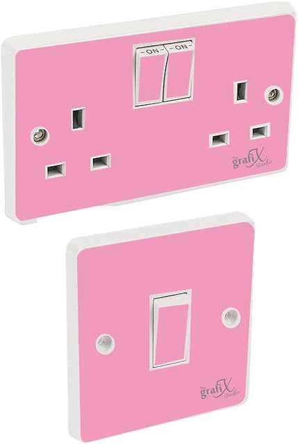 the grafix studio Baby Pink Gloss Light Switch & Double Socket Sticker Vinyl/Skin cover