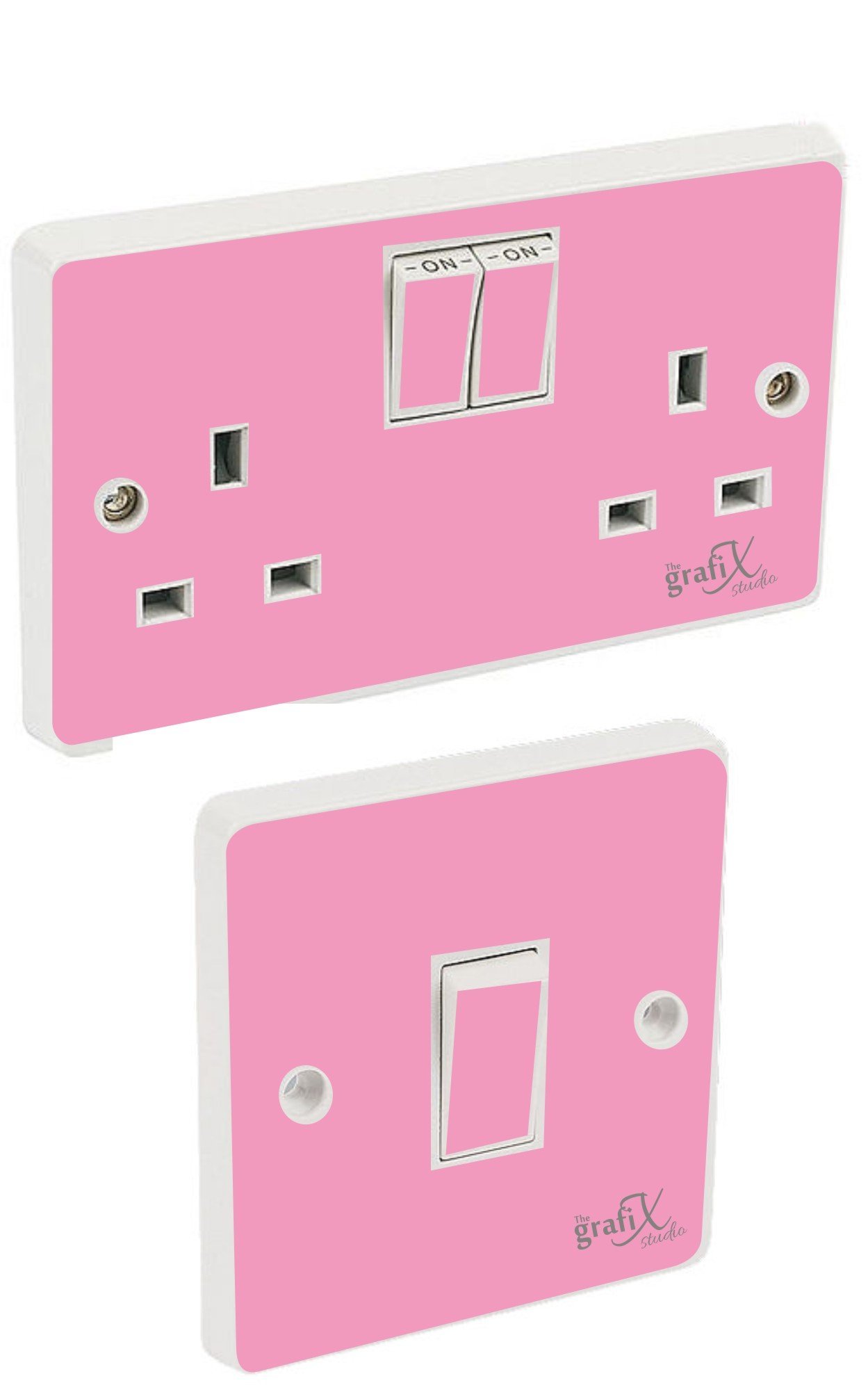 Baby Pink Gloss Light Switch & Double Socket Sticker Vinyl/Skin Cover
