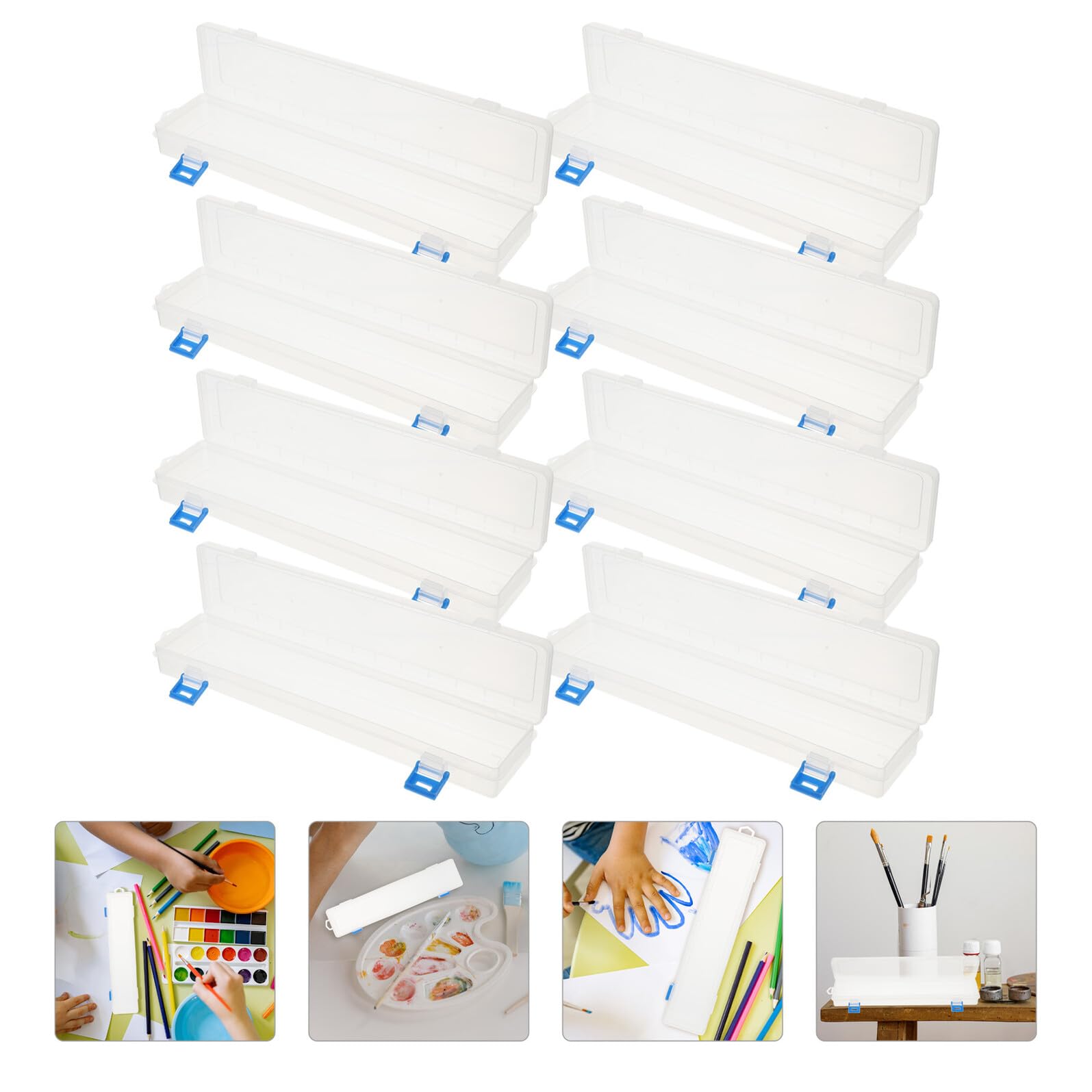 Alipis Transparente Pinselbox aus Kunststoff 8 Stück mit Einfachem Zugang und Tragbarem Design für Wasserfarben und Pinsel für Lehrer und Schüler
