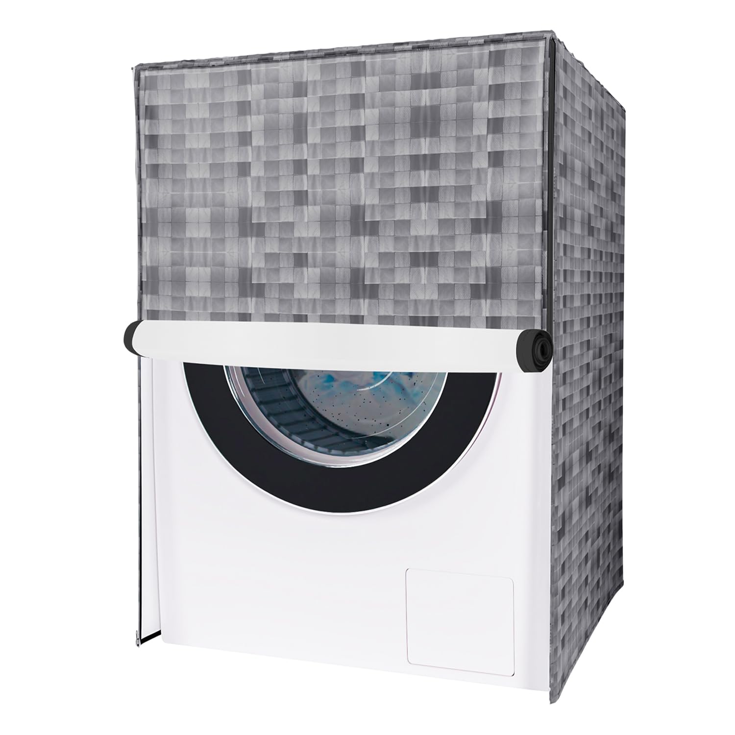 Kuber Industries PVC Front Load Washing Machine Cover With Shelf Check - Grey