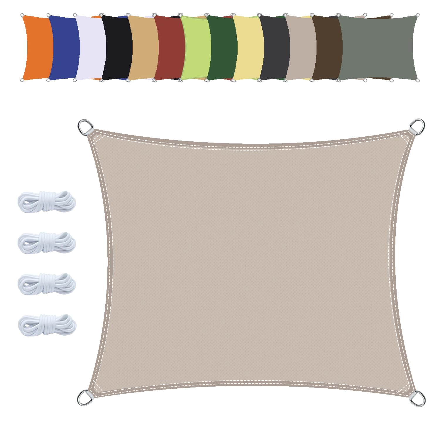 Sonnensegel Wasserdicht Rechteck 2x6M Sonnenschutz PES Polyester 95% UV Schutz Windschutz Wasserabweisend Segel Baldachin für Balkon Terrasse Garten Außenbereich-Khaki
