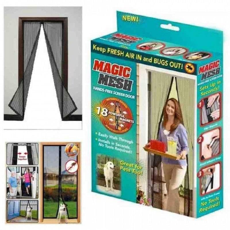Haimikala enterprise Magic Magnetic Mosquito Screen Door Net Curtain with Magnets Polyester Mesh Curtain Back Door Mesh with Full Frame Hook & Loop Auto-Closing Fly Mesh Insect Mosquito Nets