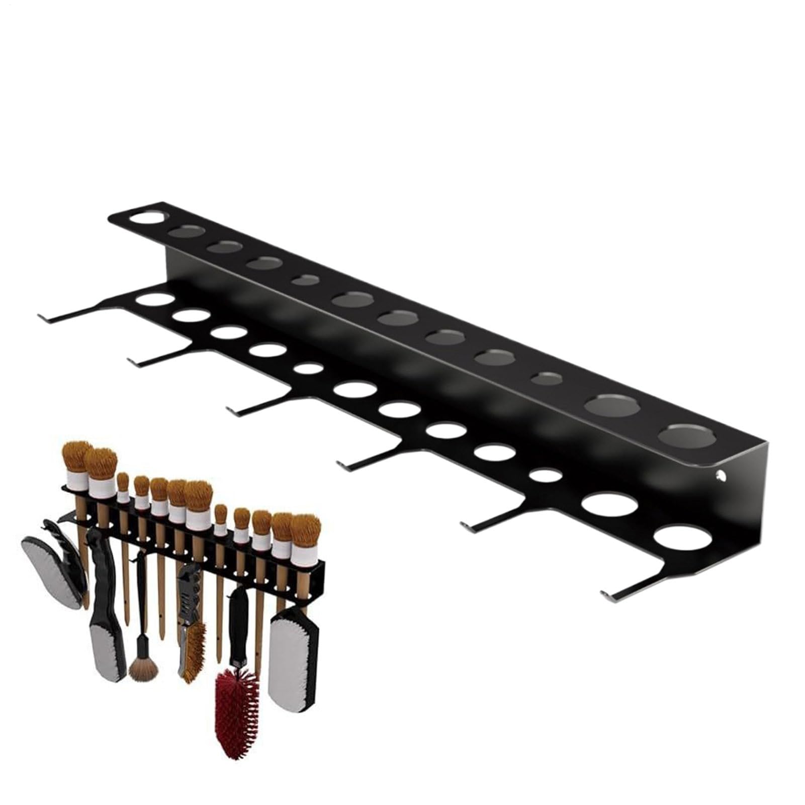 Soporte de Pared para Cepillos de Detailing - Almacenamiento de Alta Resistencia y Ahorro de Espacio con Ganchos | Organizador para Suministros de Detallado - para Hogar Garaje Taller de Lavado
