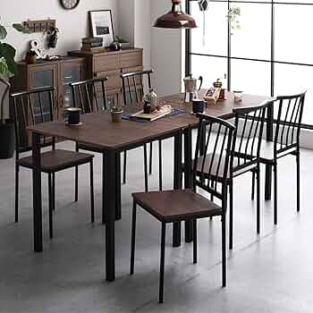 Amazon｜ダイニングテーブルセット 6人用 8点セット 分割 テーブル 2点