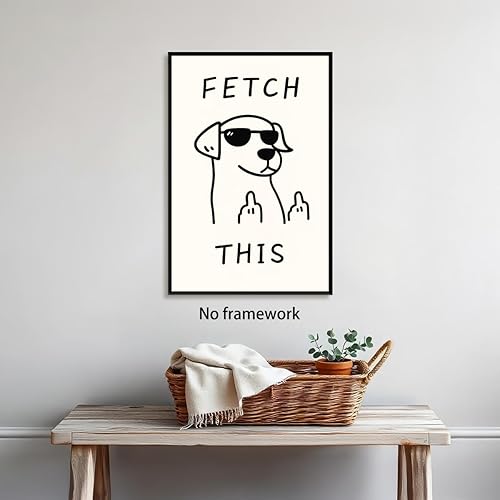 Miniatura 5 de Fetch This Dog - Arte de pared divertido y estético, impresión en lienzo vintage en blanco y negro, póster de perro fresco, retro, moderno,