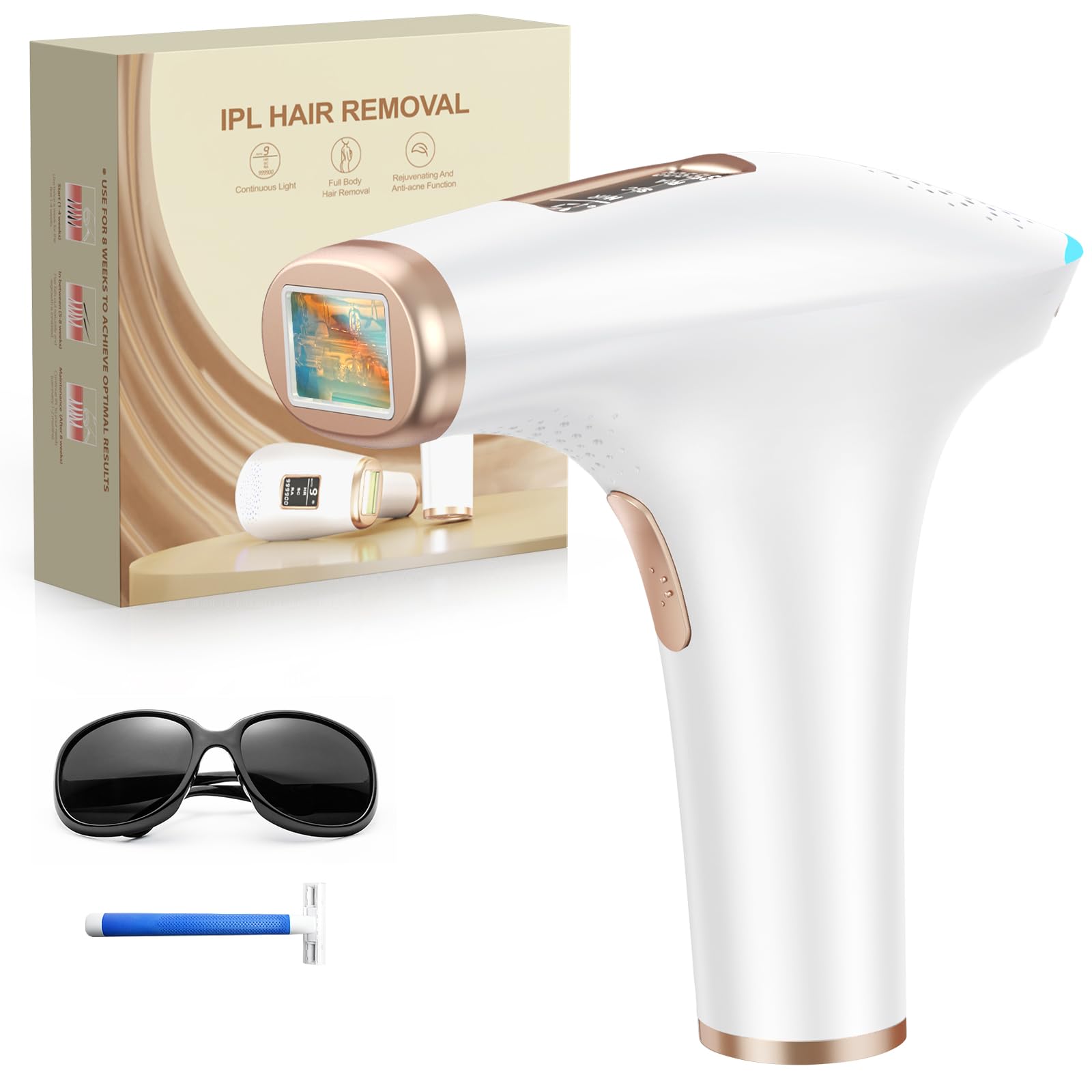Haarlosy IPL Epilator Pulsed Light - Painless Laser Epilator with 3 in 1 Functions (HR/SC/RA), 9 Levels 999,900 Flash for Home Use on Women Men Bikini, Body, Armpits and Legs TD004