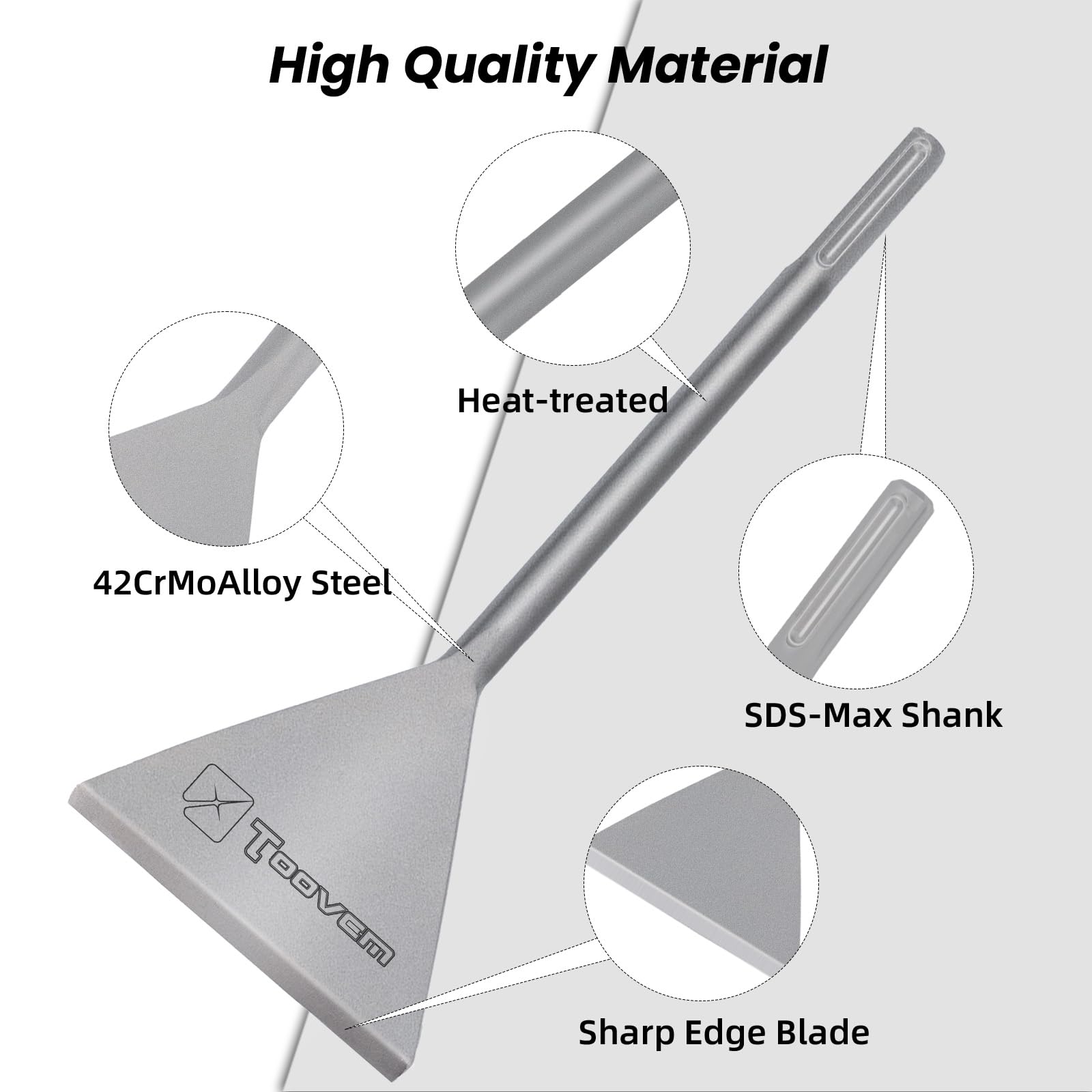 SDS Max - Cincel raspador de suelo de 6 pulgadas de ancho, brocas de cincel para raspar, herramienta de punta de pala plana de acero para quitar suelo, mortero de hormigón con taladros de martillo