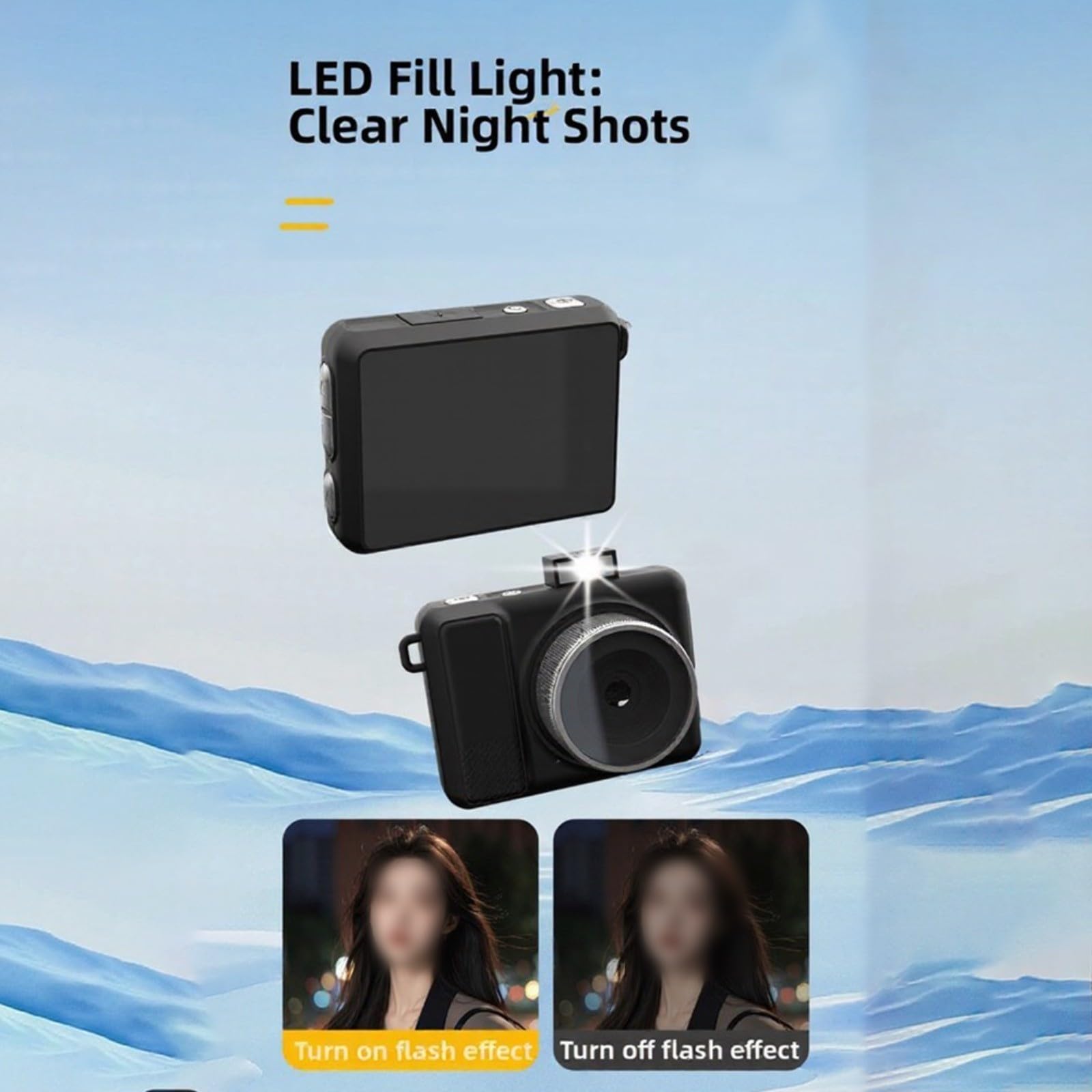 Fotocamera digitale 1080P retrò compatta, filtro luce LED compatta leggera fotocamera fotografica per vlog viaggi principianti studenti (bianco+32G)