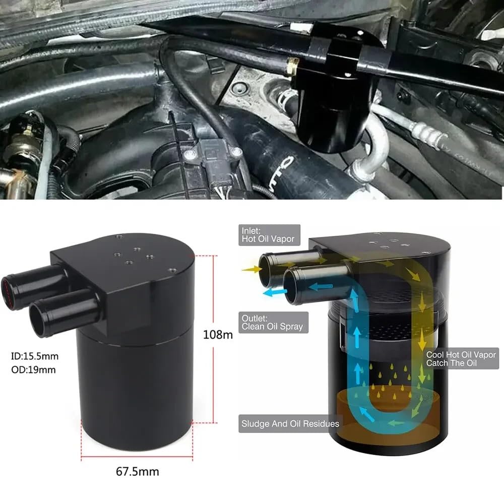 Kit de tanque de depósito de lata de captura de aceite con manguera de radiador de silicona, Compatible con Bmw N20/N26 (negro) depósito de dirección asistida
