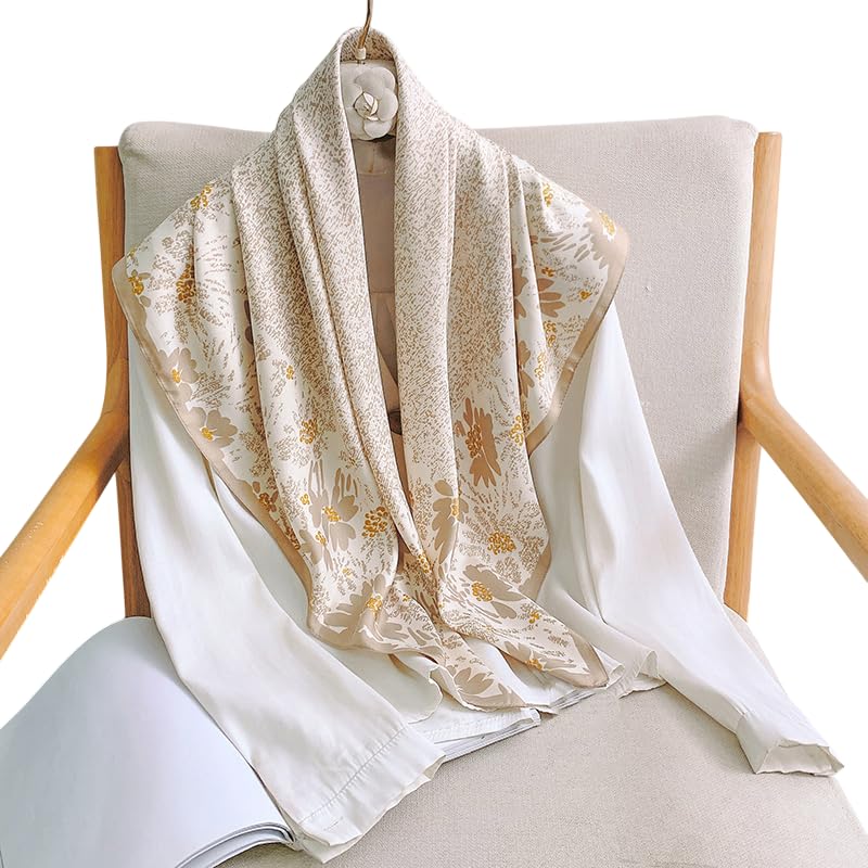Image of Printed Poly Silken feel Scarf Stole for Women | Stylish, Soft, & Lightweight | Satin Feel Neck Scarf, Hair Scarf, Head Scarf for Women | Square Silk Stole for Handbag