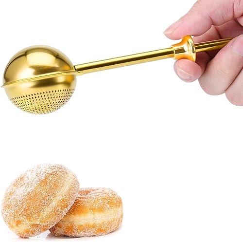 Miniatura 17 de HULISEN Plumero de harina para hornear, operación con una sola mano, agitador de azúcar en polvo de acero inoxidable 304, tamiz de harina para