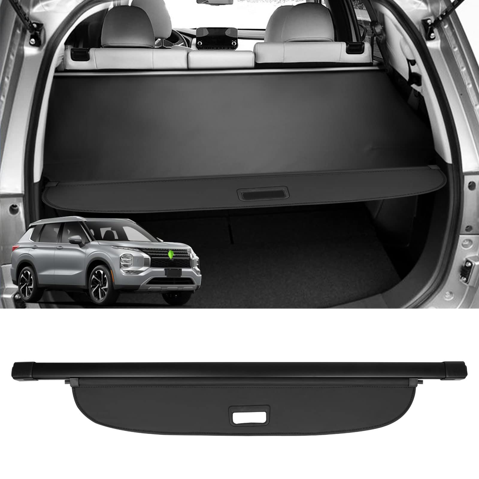 Powerty Cargo Cover Only Fit for Mitsubishi Outlander 2022 2023 Retractable Shielding Shade Black Electric Tailgate Trunk Security Cover No Gap (Not for Manual Tailgate)