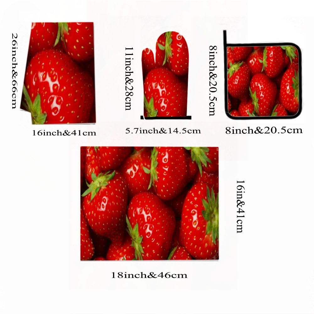 9PCS Fragole Rosse Fresche1 Cucina Decor e Accessori Set