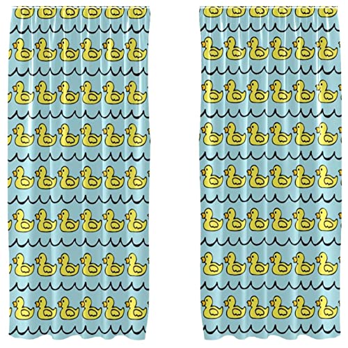 Cortinas opacas de pato amarillo para ventana, 2 paneles infantiles de 55x84 2