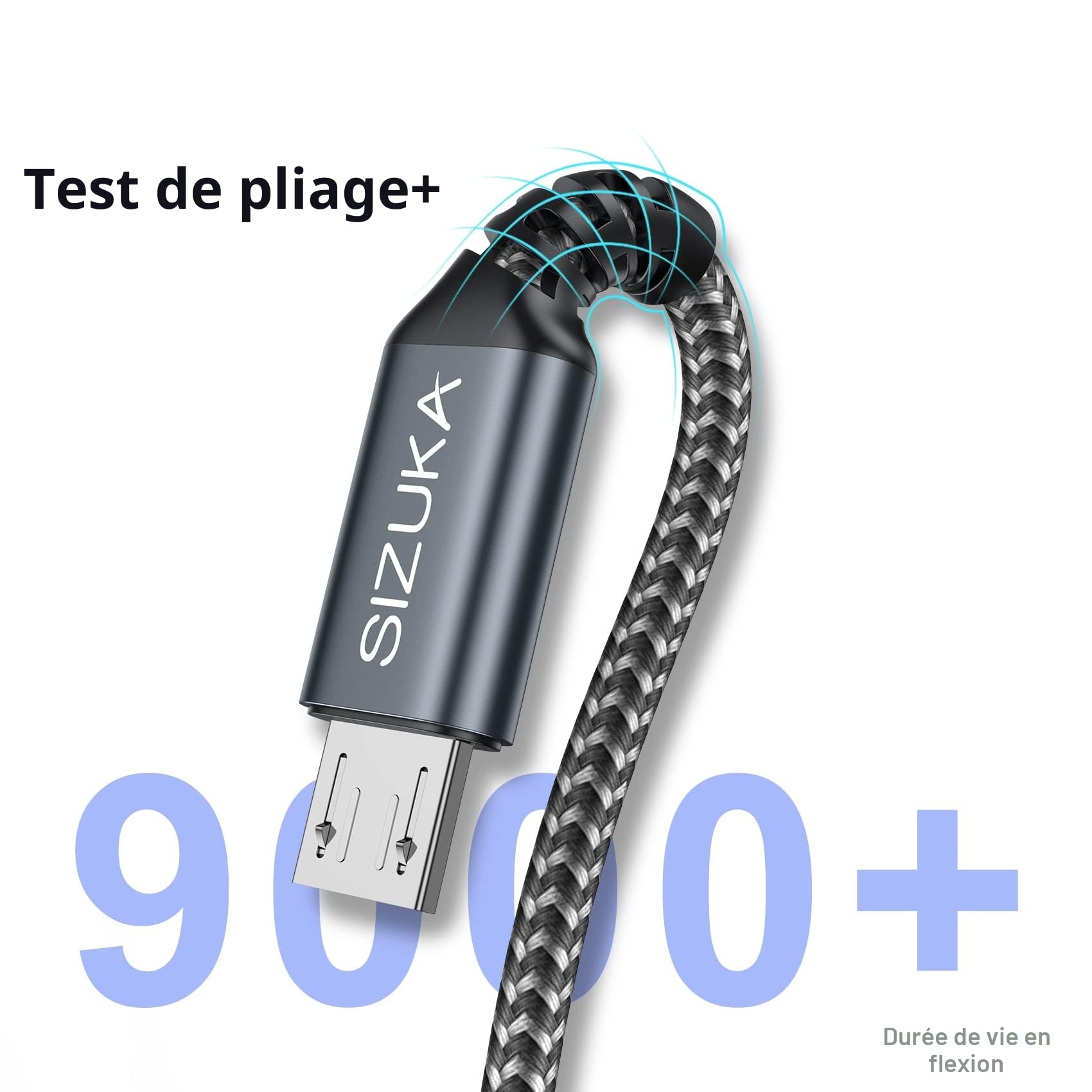Câble Micro USB 1M Lot de 2 Chargeur 3A Charge Rapide Nylon Tressé pour Android Samsung Galaxy S7 S6 Edge