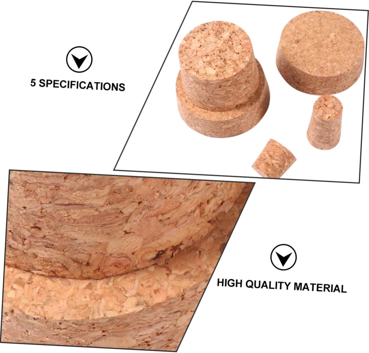 25pcs Soft Wood Corks, Wine Bottle Stoppers Tapered Replacement Corks for Beverage Beer Bottle Wine Making Craft, 5 Sizes