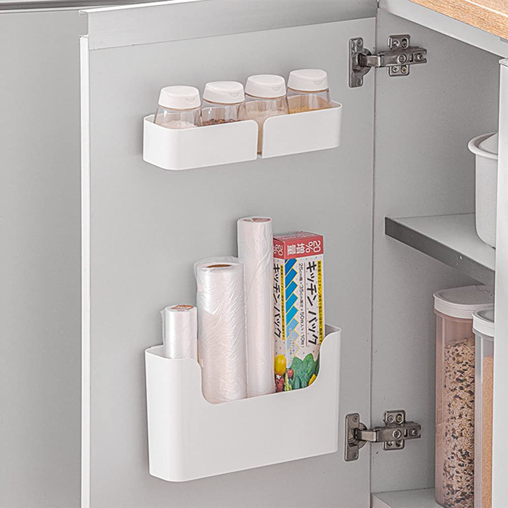 SagaSave Mensola da comodino a parete, mensola sospesa per comodino, in plastica bianca, montaggio a parete, non perforante, mensole adesive per camera da letto, bagno, cucina, ufficio