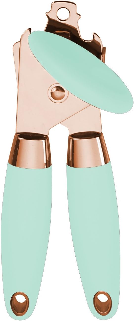 Cook With Color Manual Can Opener - Stainless Steel Can Opener with Soft Grip Handles (Rose Gold and Mint)