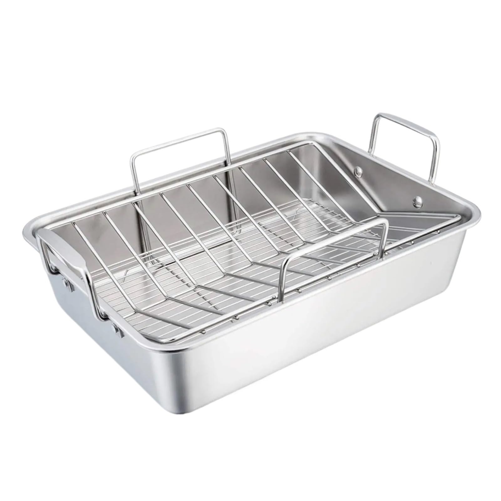 Bandeja asar inox 40×30×10cm con rejilla en V
