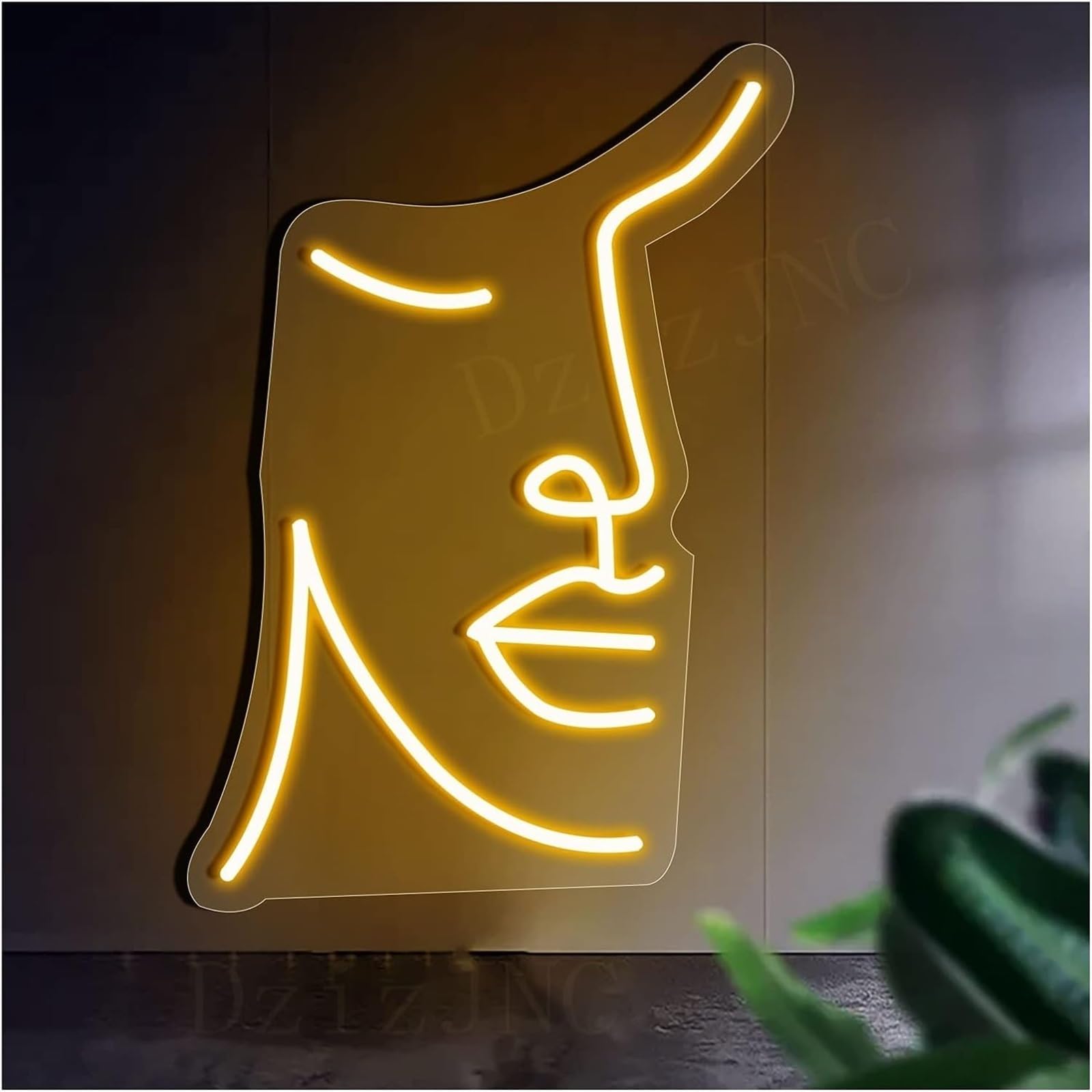 Letrero de neón LED hecho a mano con silueta facial artística de 31x46cm para alta decoración