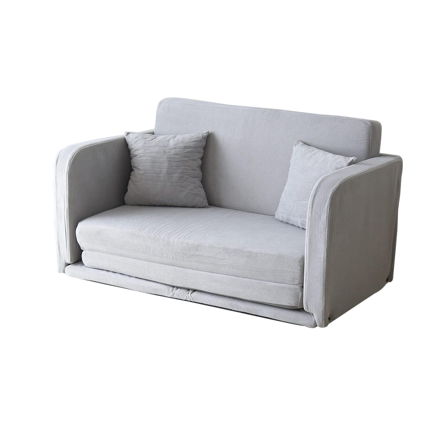 Doris 18515 Sofa Bed, 3-Way, 2-Seat, Sofa Bed, Low Sofa, Width 44.9 inches (114 cm), Folding Fabric, Flannel Fabric, Gray