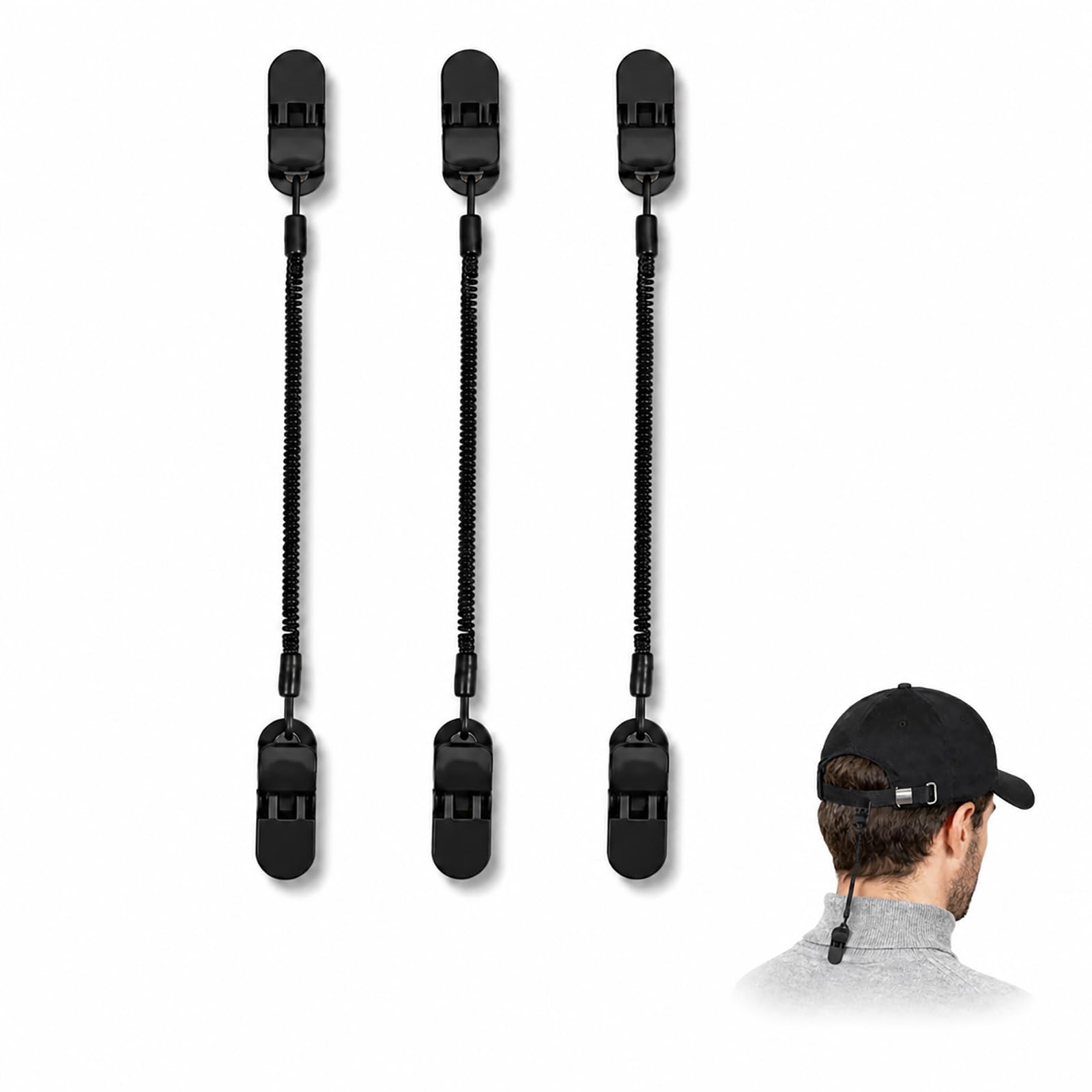 Cordial Mart 3 Pack Retractable Hat Retainer Clips