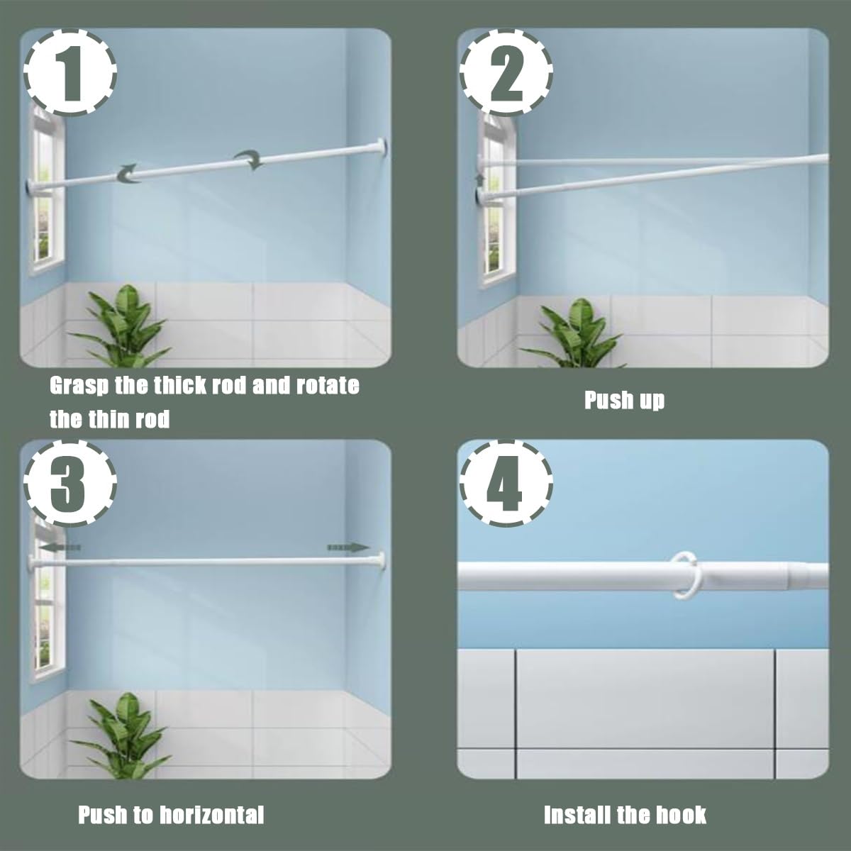 55-418cm Tringles à rideaux extensibles sans perçage en acier inoxydable,Tringle à Rideau de Douche Extensible,Tringle à tension ajustable pour rideaux,Pour chambre à coucher,Armoire,Portes Fenêtres.