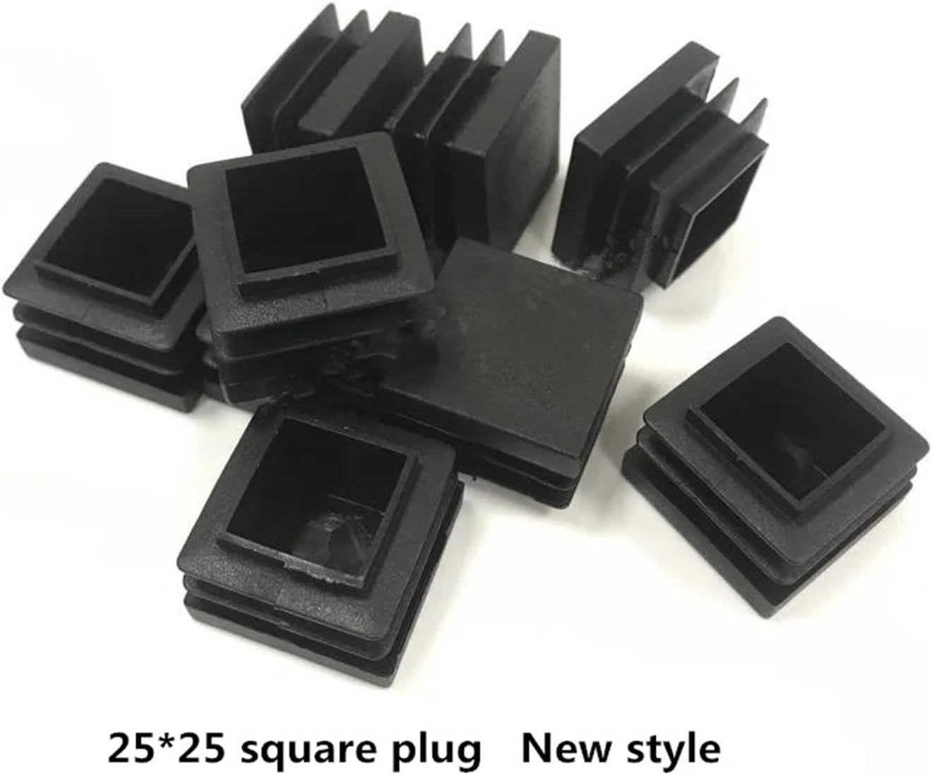 25 * 25mm Square Plastic Blanking End Cap Tube Pipe Insert Plug Bung Black(Square Stopper,8pcs)