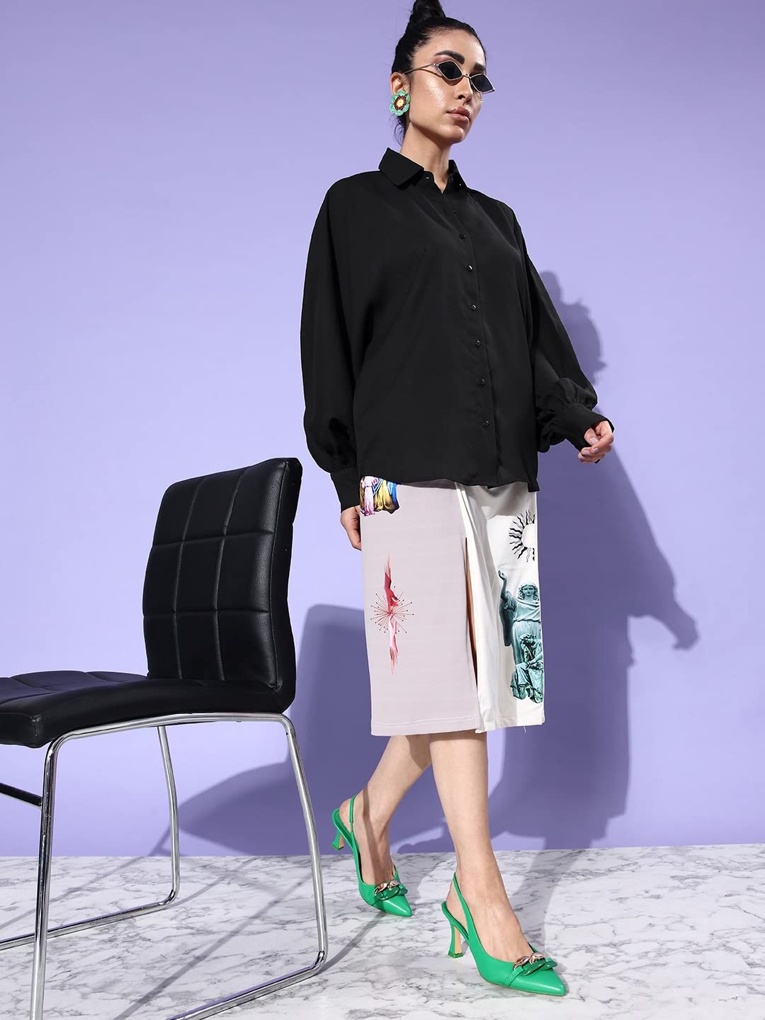 Style Quotient Damen-Hemd, einfarbig, Polyester, elegant, lässig, Oversize, Schwarz