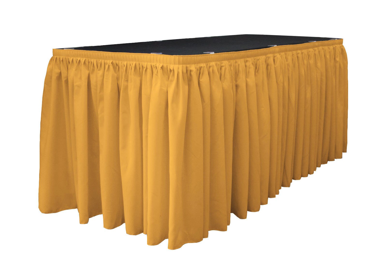 La popelín de poliéster Lino Mesa Falda 30 – Pie por 29 Pulgadas de Largo con 25 l-Clips, Oro, Pack de 26